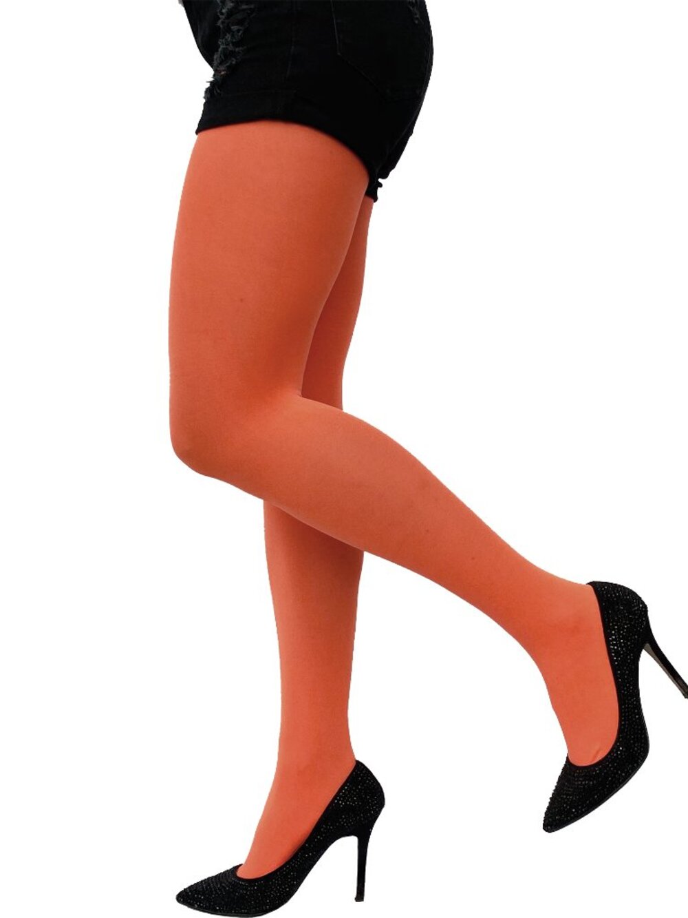 Orange Full Footed Tights for Women